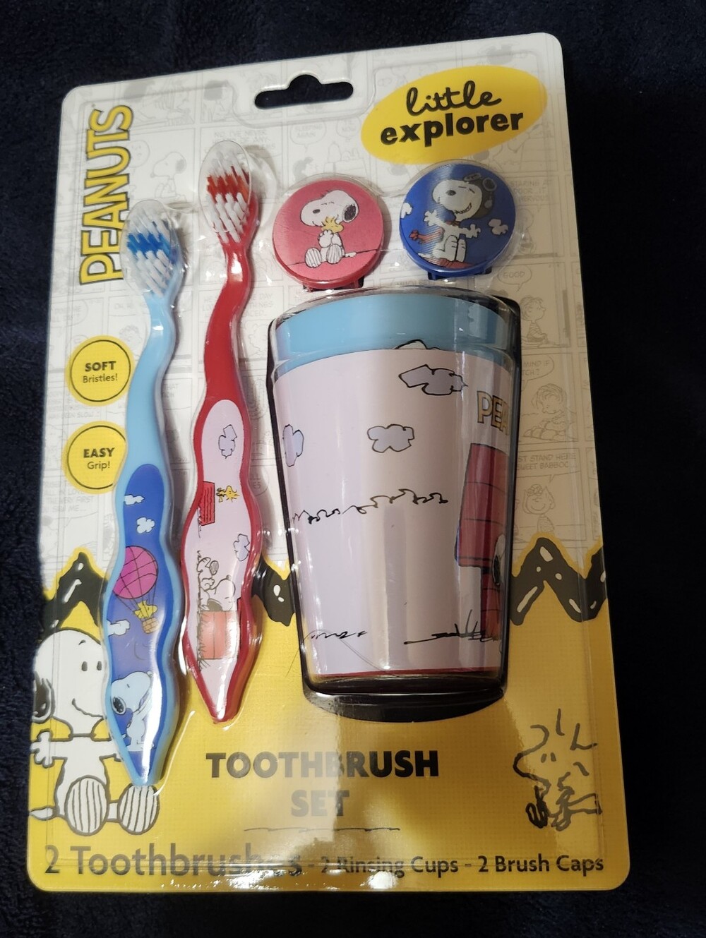 Peanuts Little Explorer Toothbrush Set Blue & Pink